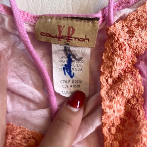 YP Collection Vintage Y2K Pink Orange Lace Fitted Camisole Large - Picture 6 of 6